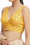 Shop_Nazaakat by Samara Singh_Yellow Jacquard Embroidered Blouse_Online_at_Aza_Fashions