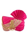 Buy_Samyukta Singhania_Pink Lace Dupion Silk Embellished Safa_at_Aza_Fashions