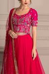 Shop_House Of Tushaom_Pink Raw Silk And Organza Sequin & Cutdana, Thread V Neck Lehenga Set _at_Aza_Fashions