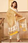 Pheeta_White Cotton Printed Floral Round Kurta Set For Women_Online_at_Aza_Fashions