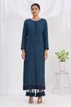 Buy_Neha Khullar_Blue Chanderi Dori Round Embroidered Kurta Pant Set _Online_at_Aza_Fashions