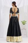 Shop_Neha Khullar_Black Raw Silk Embroidered Zari And Sequins V Neck Lehenga Set _at_Aza_Fashions