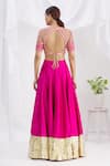 Buy Pink Raw Silk Embroidered Mirror And Thread Work V Neck Lehenga Set