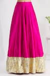 Shop_Neha Khullar_Pink Raw Silk Embroidered Mirror And Thread Work V Neck Lehenga Set _Online_at_Aza_Fashions