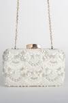 Shop_Adora By Ankita_White Beads, Pearls Poly Silk Clutch With Sling _at_Aza_Fashions