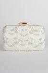 Adora By Ankita_White Beads, Pearls Poly Silk Clutch With Sling _Online_at_Aza_Fashions