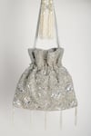 Buy_Adora by Ankita_Silver Beads And Sequin Poly Silk Embellished Potli Bag _at_Aza_Fashions