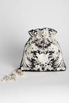 Buy_Adora By Ankita_Black Embroidery, Beads Poly Silk Potli Bag _at_Aza_Fashions
