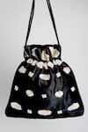 Shop_Adora By Ankita_Black Embroidery, Beads Poly Silk Potli Bag _at_Aza_Fashions