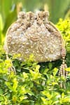 Buy_Adora By Ankita_Gold Sequins, Pearls, Cut Work Poly Silk Embellished Potli Bag _at_Aza_Fashions