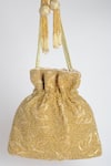 Buy_Adora By Ankita_Gold Beads, Cut Work Poly Silk Embellished Potli Bag _at_Aza_Fashions