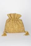 Shop_Adora By Ankita_Gold Beads, Cut Work Poly Silk Embellished Potli Bag _at_Aza_Fashions