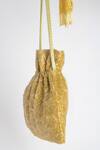 Adora By Ankita_Gold Beads, Cut Work Poly Silk Embellished Potli Bag _Online_at_Aza_Fashions