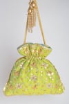 Buy_Adora By Ankita_Green Gota Patti, Sequins Poly Silk Embellished Potli Bag _at_Aza_Fashions