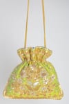 Adora By Ankita_Green Gota Patti, Sequins Poly Silk Embellished Potli Bag _Online_at_Aza_Fashions