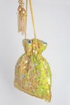 Buy_Adora By Ankita_Green Gota Patti, Sequins Poly Silk Embellished Potli Bag _Online_at_Aza_Fashions