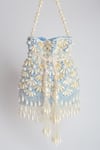 Adora by Ankita_Blue Pearls Velvet Embellished Polti Bag _Online_at_Aza_Fashions