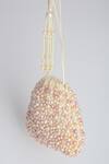 Adora By Ankita_White Beads Poly Silk Embellished Potli Bag _Online_at_Aza_Fashions