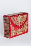 Adora By Ankita_Maroon Zari, Beads Velvet Box Clutch With Sling _Online_at_Aza_Fashions