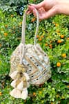 Buy_Adora by Ankita_Gold Mirror Poly Silk Embellished Potli Bag _at_Aza_Fashions