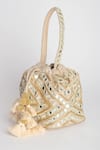 Adora by Ankita_Gold Mirror Poly Silk Embellished Potli Bag _Online_at_Aza_Fashions