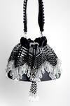 Shop_Adora By Ankita_Black Crystals, Beads Velvet Embellished Potli Bag _at_Aza_Fashions