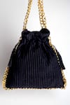 Shop_Adora by Ankita_Black Chain Velvet Potli Bag _at_Aza_Fashions