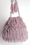 Shop_Adora By Ankita_Grey Pearls Poly Silk Embellished Potli Bag _Online_at_Aza_Fashions