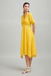 Buy Dash and Dot Yellow Organic Cotton Cutwork Scallop Dress Online ...