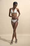 Shop_Dash and Dot_White Outer 78% Recycled Polyester Embellished Sequins V Bikini Set  _at_Aza_Fashions