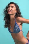 Dash and Dot_Blue Outer 78% Recycled Polyester Embroidered Sequins V Bikini Set  _at_Aza_Fashions