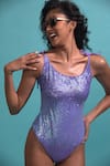 Dash and Dot_Purple Outer 78% Recycled Polyester Embellished Sequins Swimsuit  _at_Aza_Fashions