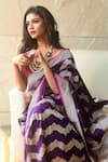 Pinki Sinha_Purple Handwoven Banarasi Silk Geometric Motifs Saree_Online_at_Aza_Fashions