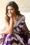 Buy_Pinki Sinha_Purple Handwoven Banarasi Silk Geometric Motifs Saree_Online_at_Aza_Fashions