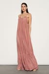 Buy_TheRealB_Beige Polyester Round Strappy Gown _at_Aza_Fashions