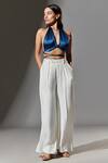 TheRealB_Blue Satin Crop Top_Online_at_Aza_Fashions