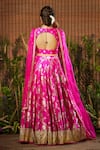 Shop_Sobariko_Pink Banarasi Brocade Woven Floral Motifs Lehenga Set _at_Aza_Fashions