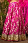 Sobariko_Pink Banarasi Brocade Woven Floral Motifs Lehenga Set _at_Aza_Fashions