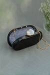 Label Sneha_Black Agate Stone Marble Oval Baroque Clutch_Online_at_Aza_Fashions