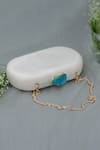 Buy_Label Sneha_White Agate Stone Marble Baroque Oval Clutch _at_Aza_Fashions