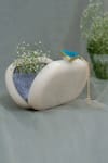 Buy_Label Sneha_White Agate Stone Marble Baroque Oval Clutch _Online_at_Aza_Fashions