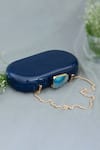 Buy_Label Sneha_Blue Agate Stone Baroque Capsule Marble Clutch _at_Aza_Fashions