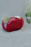 Buy_Label Sneha_Red Agate Stone Oval Corian Marble Clutch _Online_at_Aza_Fashions