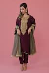 Buy_Daljit Sudan_Purple Kurta And Pant Crepe Dupatta Georgette Tilla Round Embroidered Set _at_Aza_Fashions