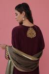 Shop_Daljit Sudan_Purple Kurta And Pant Crepe Dupatta Georgette Tilla Round Embroidered Set _at_Aza_Fashions