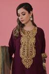 Daljit Sudan_Purple Kurta And Pant Crepe Dupatta Georgette Tilla Round Embroidered Set _at_Aza_Fashions