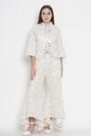 Buy_Twenty Nine_White Georgette Lucknowi Mirror Work Band Embellished Jacket _at_Aza_Fashions