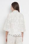 Shop_Twenty Nine_White Georgette Lucknowi Mirror Work Band Embellished Jacket _at_Aza_Fashions
