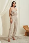 Twenty Nine_Grey Georgette Mirror Work Embellished Jumpsuit_Online_at_Aza_Fashions