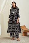 Buy_Twenty Nine_Black Georgette Embellishment Mirror Work Band Long Jacket _at_Aza_Fashions